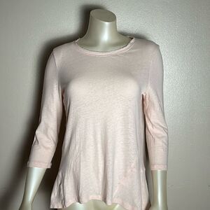 MAEVE by ANTHROPOLOGIE pink lined/ cotton shirt top small